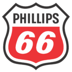 A red and white sign that says phillips 6 6.