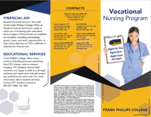 A brochure for vocational nursing programs.