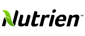 A black and white image of the word nutrien.