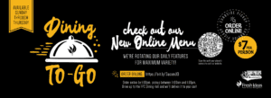 A black and yellow banner with the words " ordering menu ".