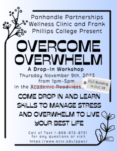 A poster with the words " overcome overwhelm " on it.