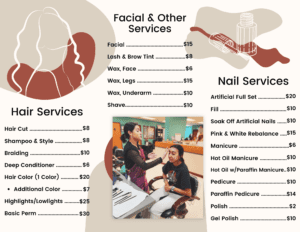 A brochure with pictures of different services.