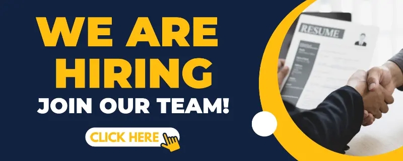 A banner with a picture of a person and the words " we are hiring for your team ".